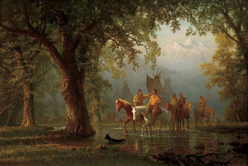 Albert Bierstadt Departure of an Indian War Party Sweden oil painting art
